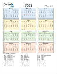 Numbers of free monthly and yearly calendar 2021 are available here to download and print. 2021 Germany Calendar With Holidays