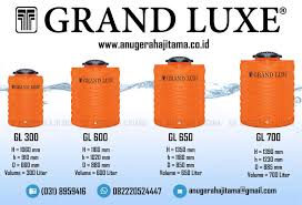 Tangki air atau yang dikenal juga dengan nama tandon air, ada juga yang menyebutnya dengan nama toren merupakan tempat untuk menampung/menyimpan air, entah itu yang berasal dari sumur, mata air, pam, maupun air hujan. Tandon Air Grand Luxe Inovasi Terbaru Produk Tangki Air Cv Anugerah Ajitama