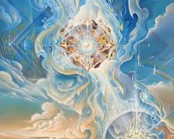 Michael Divine visionary art spiritual surrealism Glass Onion Ten Thousand Visions painting, AI generated