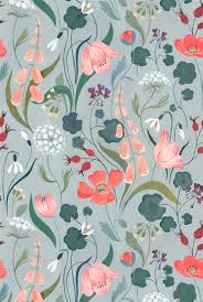 Blu Bell Mural In 2020 Vintage Floral Wallpapers Blue Floral Wallpaper Vintage Flowers Wallpaper