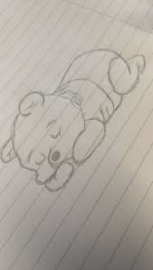 Black And White Pencil Drawings Simple Winnie The Pooh Sleeping Cool Things To Draw Black And White Pencil Sketch On A Notebook In 2020 Cute Easy Drawings Easy Drawings Art Drawings Simple