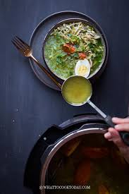 Add some of the shredded chicken and eggs, top with crisps potatoes and garnish with poyah and. Soto Ayam Bening Indonesian Clear Chicken Noodle Soup