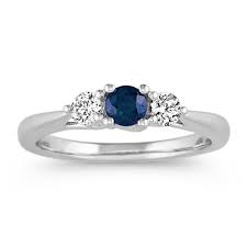 Blue Sapphire And Diamond Three Stone Ring Sapphire Jewelry Silver Jewelry Three Stone Rings
