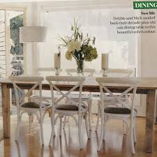 Sanded Back Table And White Cross Back Chairs Dining Design Crossback Chairs Dining