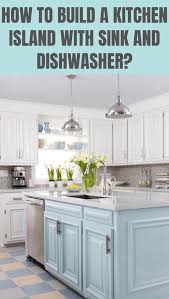 a kitchen island with sink and dishwasher