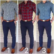 Which Was Your Favorite Combo With Blue Pants And Tan Shoes 1 2 Or 3 Tap For Brands Have An Am Business Casual Men Mens Fashion Work Mens Casual Outfits