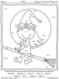 Halloween Subtraction Math Coloring Worksheets Halloween Math Math Coloring Worksheets Math Coloring