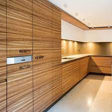 Zebrano Wood Veneer Contemporary Kitchen Cabinets Kitchen Cabinets Materials New Kitchen Designs