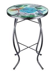 Small round glass patio side table. Mosaic Patio Side Table Outdoor Accent Table Bistro Coffee Table Plant End Table Small Porch Table Indoor Round Glass Balcony Hummingbird Plant Table Stands Pricepulse