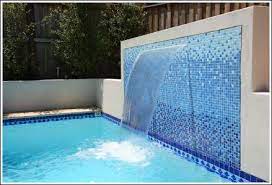 Feature Wall Blending Backyard Pool Pool Water Features Pool Waterfall