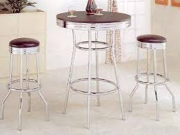 30 Black Retro Chrome Bar Table Set W Two Stools Bar Table Sets Bar Table Pub Table