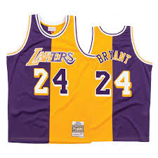 Kobe bryant's jersey history (nba.com). Kobe Bryant 24 Los Angeles Lakers Purple Gold Split Hardwood Classics Jersey