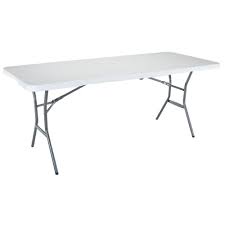 Lifetime 72 In White Plastic Portable Fold In Half Folding Banquet Table 25011 The Home Depot Fold In Half Table Half Table Folding Table