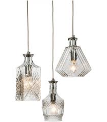 Comme ce design simple et classique, la suspension. Suspension 3 Ampoules Decanter Chrome Et Verre