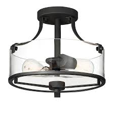 Designers Fountain Jedrek 12 5 In Black Modern Contemporary Incandescent Semi Flush Mount Light In The Flush Mount Lighting Department At Lowes Com