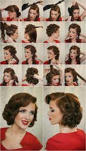 Hairstyle #3 victory roll hairstyle with curls. 1950s Hairstyles For Short Hair Tutorial Foto Video Retro Hairstyles Tutorial Vintage Hairstyles Hair Styles
