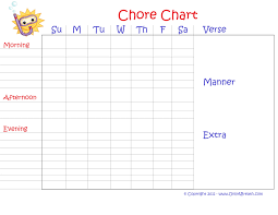 printable monthly chore chart for kids chore chart