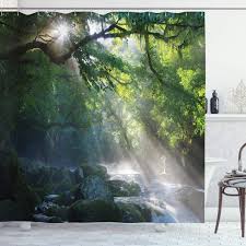 These shower curtains and bath hardware are to bring life to your bathroom. Ambesonne Rainforest Decorations Shower Curtain Set Tropical Rainforest And Rocky River In Selangor State Malaysia Asian