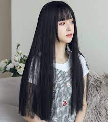 Black Long Straight Wig Yv42043 Long Hair Girl Long Straight Black Hair Korean Long Hair