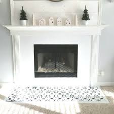 Painted Fireplace Ideas With Stenciled Floor Tiles On A Budget Using Easy Jewel Fireplace Remodel Fireplace Hearth Tiles Fireplace Tile Surround