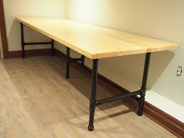 Long Computer Desk Made With Spare Metal Pipes And Wood Planks Computer Desks For Home Home Office Furniture Furniture
