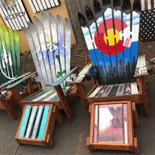 Custom Painted Sentimental Skis From A Customer With Matching Ottomans Headed To Vail On Delivery This Week What Colorado Skiing Colorado Gift Outdoor Chairs