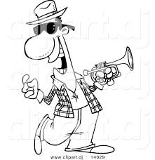 Musical player with music instruments and singing women characters on rehearsal, piano and saxsophone, trumpet and drums people, vector illustration Vector Of Cartoon Happy Jazz Musician Coloring Page Outline By Toonaday 14029