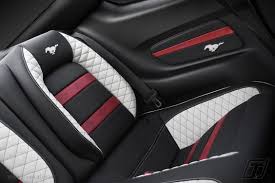 Black And Red Leather Car Interior Ford Mustang Bespoke Leather Interior Car Interior Red White Black Interior Custom Diamond Leather Car Seat Covers Car Interior Upholstery Custom Car Interior