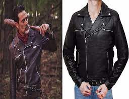 2016 The Walking Dead 7 Negan Black Leather Jackets Cosplay Man Turn Down Collar Leather Coat Hallowee Leather Jacket Leather Jacket Black Negan Leather Jacket