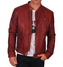 New Handmade Men S Maroon Biker Lamb Skin Leather Jacket Leather Jacket Men Jackets Men Fashion Men S Coats And Jackets