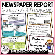 Powerpoint Details The Features Of A Newspaper Report Writing Rubric Student Goals Bulletin Board Education Success