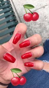 Acrylic Almond Shape Red Cherry Summer Nails Summer Nails Red Summer Nails Summer Acrylic Nails