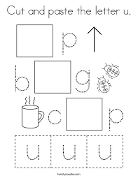 Letter u coloring pages for preschoolers: Cut And Paste The Letter U Coloring Page Twisty Noodle