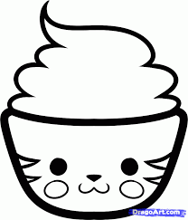 Coloring page with cake, cupcake, candy, ice cream and other des. Kawaii Cupcake Coloring Pages Cupcake Coloring Pages Coloring Pages Cute Cupcake Drawing