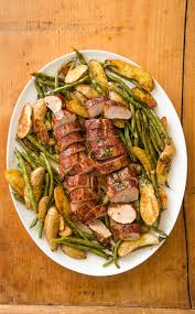 One Pan Pork Tenderloin With Green Beans And Potatoes Cook S Country Recipe Green Beans And Potatoes Stuffed Pork Tenderloin Green Beans