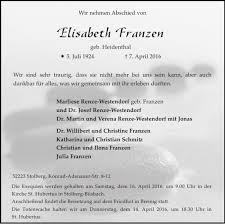 There are 30+ professionals named julie franzen, who use linkedin to exchange information, ideas, and opportunities. Traueranzeigen Von Elisabeth Franzen Aachen Gedenkt