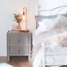 Quilted Bedside Table In 2020 Bedside Table Inspiration Headboard With Shelves Grey Bedroom Furniture