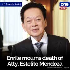 Presidential Legal Counsel Juan Ponce Enrile expressed deep sorrow over the  passing of veteran lawyer and longtime friend Estelito "Titong" Mendoza. In  a Facebook post, Enrile described Mendoza as a "brilliant and