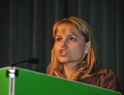 Claudia Beck, Beisitzerin im Landesvorstand, am Sonntag beim  Landesparteitag der Grünen Saar in