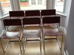 6 Habitat Bauhaus Style Brown Leather And Chromed Tubular Steel Dining Chairs Steel Dining Chairs Dining Chairs Bauhaus Style