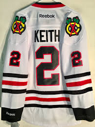 details about reebok premier nhl jersey chicago blackhawks duncan keith white sz l