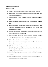Apa yang mama dan papa perlu tahu tentang perkembangan anak pada sebelum si manja mula bersekolah? Doc Soalan Latih Tubi Perkembangan Kanak2 Putra Hilmie Academia Edu