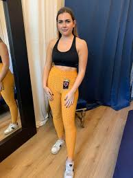Tik Tok Honeycomb High Waisted Mustard Ruched Texture Detail Active-wear  Leggings