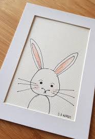 Rabbit Simple Line Art For Nursery Wall Watercolour And Pen In 2020 Line Art My Art Studio Simple Lines
