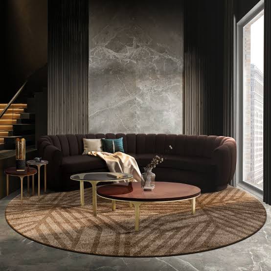 Modern velvet sofa suite styling, AI generated