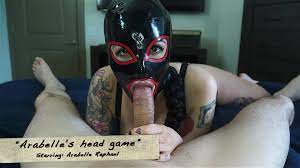 Latex hood blowjob