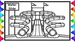 How To Draw A Waterpark Giant Water Slide Coloring Page For Kids S Water Slides Giant Water Slide Coloring Pages For Kids