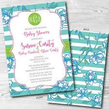 Lilly Pulitzer Invitation Front Back Printable Baby Shower Lilly Pulitzer Baby Sho Classy Invitations Monogram Invitation Baby Shower Invitations For Boys