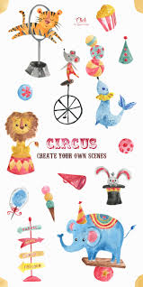 Circus Watercolor Clipart Set Kids Watercolor Animal Illustration Kids Watercolor Lion