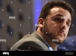Illinois NCAA college football offensive line Christian Dilauro speaks at  Big Ten Media Day in Chicago, Monday, July 24, 2017. (AP Photo/G-Jun Yam  Stock Photo